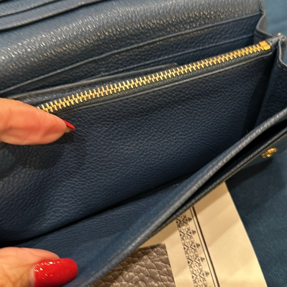 BEAUTIFUL COBALT BLUE PRADA VITELLO DOUBLE LONG WALLET W COA BOX AND CARDS INCL. - Picture 7 of 13